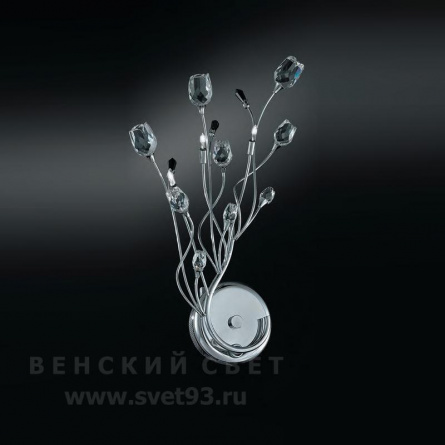 Бра 325/3A Chrome Clear roses/Black prisms IDL Италия  20W 45 см Хром Rosetta фото 1