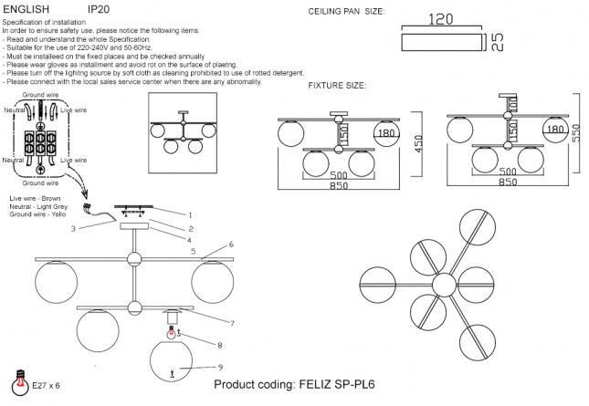 Бра Crystal Lux FELIZ AP1 BRONZE/WHITE фото 16