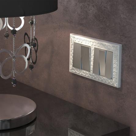 Выключатель Встраиваемые механизмы серебряный рифленый W1122009 фото 2