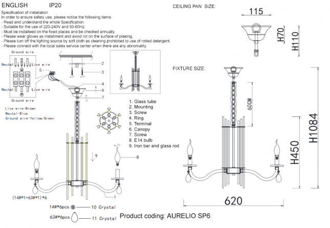 Бра Crystal Lux AURELIO AP2 GOLD+CHROME/TRANSPARENT фото 6