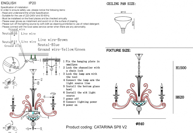 Бра Crystal Lux CATARINA AP1 V2 GOLD/TRANSPARENT-COGNAC фото 15