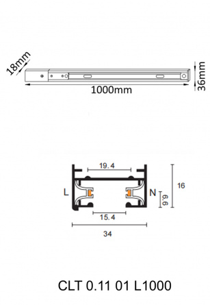 Шинопровод однофазный с питанием и заглушкой Crystal Lux CLT 0.11 01 L1000 WH фото 3
