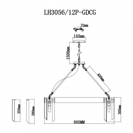 Подвесная люстра Karre LH3056/12P-GDCG фото 3