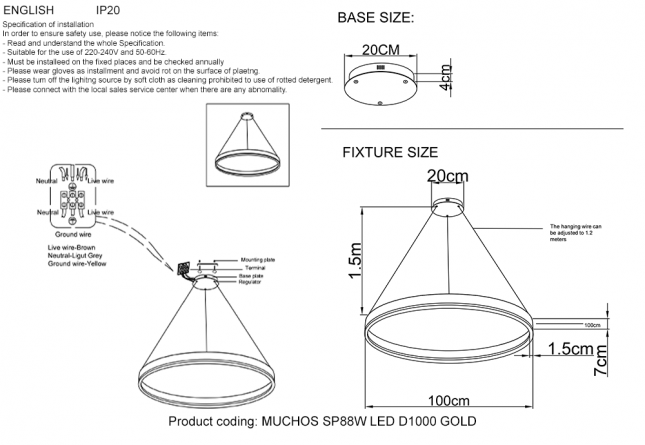 Люстра Crystal Lux MUCHOS SP123W LED D600+800 GOLD фото 15