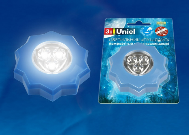 Ночник  DTL-357 Звезда/Blue/3LED/3АAA фото 1