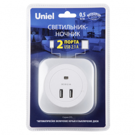 Ночник  DTL-321 White/Sensor/2USB фото 1