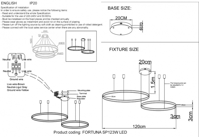 Люстра Crystal Lux FORTUNA SP123W LED BLACK фото 6