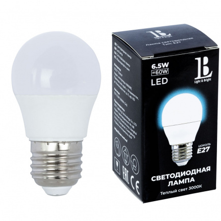 Лампочка светодиодная  E27-6,5W-3000K-G45_lb фото 1