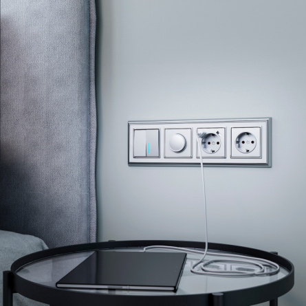 Выключатель Встраиваемые механизмы серебряные W1122106 фото 2