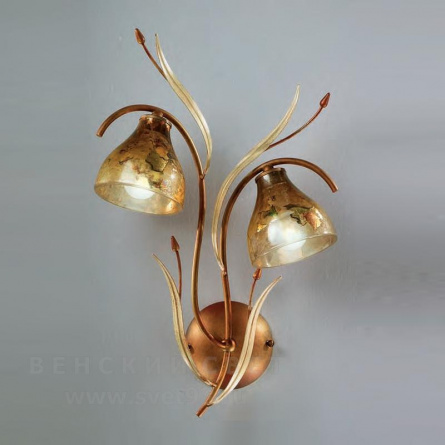 Бра 330/2A Amber ivory leaves V369/186/30 IDL Италия  40W 50 см Янтарного цвета Acacia фото 1
