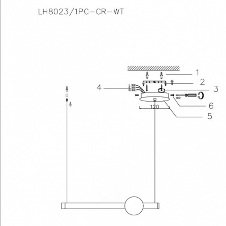 Подвесной светильник Greniya LH8023/1PC-CR-WT фото 3