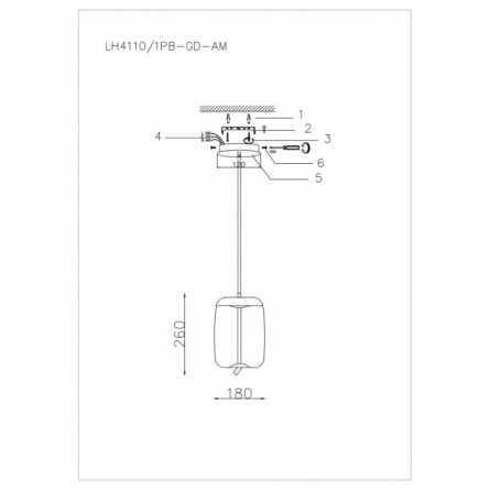 Подвесной светильник Avila LH4110/1PB-GD-AM фото 3