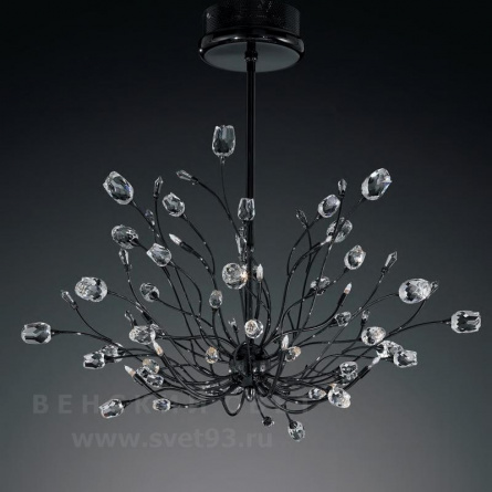 Люстра подвесная 324/12S Black nickel Clear roses/Clear prisms IDL Италия   85 см Черный никель Rosetta фото 1