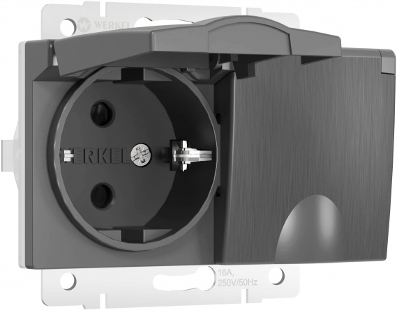 Розетка Встраиваемые механизмы графит рифленый W1172204 фото 1